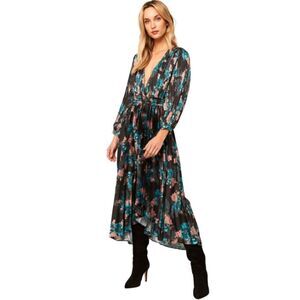 Misa Kirna Dress In Shadow Floral Blue Size Large